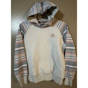 Hooey Women's Hoodie Aspen Serape Sweatshirt Quilted Size Small Cream EUC